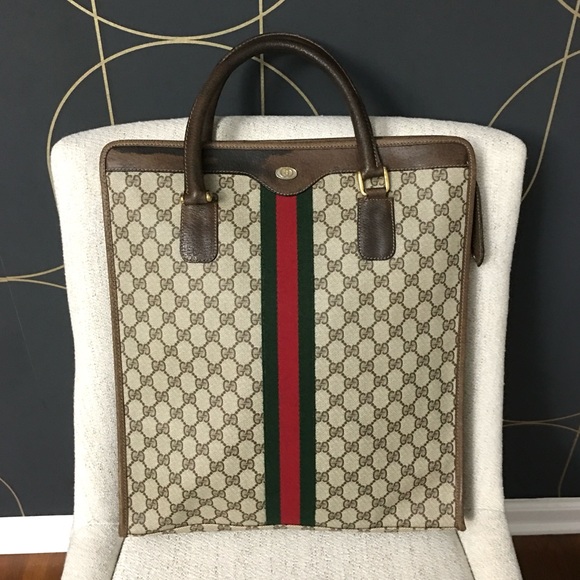 Gucci authentic brown monogram coated canvas tote bag - Picture 1 of 16